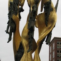 The sculpture showing the outline of the Polish eagle