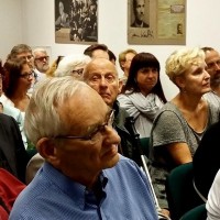 Audience of the Karski exhibit. Front: Andrzej Pilecki, son of Witold Pilecki. (Photo: Fundacja Edukacyjna Jana Karskiego)