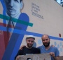 Od lewej - graficiarz - Marcin Malicki oraz Łukasz Grajewski z Fundacji Wspólna Europa (Fot. Aleksandra Paliwoda-Kozłowska/Fundacja Edukacyjna Jana Karskiego.)