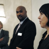 Od lewej: Tomasz Ulatowski, Eric Abrams i Michelle McClellan z Uniwersytetu Kalifornijskiego Berkeley (fot. Joanna Łopat)