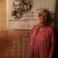 Carole Bilina with the play's poster (Jane Robbins)