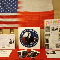 A display of Karski educational materials at the Jan Karski Polish School in Palos Heights, IL  (Photo: Courtesy of Marek Adamczyk)