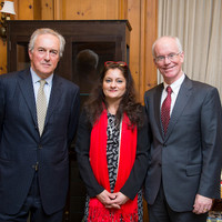 Andrzej Rojek, Chairman of the Board of the Jan Karski Educational Foudation, Dr. Mehnaz M. Afridi, Director of the Holocaust, Genocide and Interfaith Education Center and Dr. Brennan O’Donnell, President of Manhattan College (Photo: Joshua Cuppek)