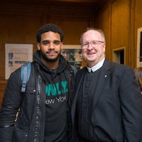 Brother Jack Curran Director of Lasallian Mission (right) with a MC student (Photo: Joshua Cuppek)