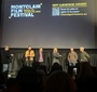 Montclair FF: the movie producer, Eva Ansko, commenting on David Strathairn's brilliant performance, which brought a resounding round of applause   (Photo: Courtesy of Eva Anisko)