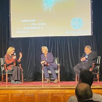 Deborah Tannen, Professor of Linguistics at Georgetown University, moderates a post-screening discussion with David Strathairn and Derek Goldman (Photo: Wanda Urbanska)