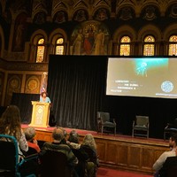 Ersian François, The Lab's General Manager and Associate Producer, shares the mission of the Karski Legacy Initiative (Gaston Hall, Georgetwon University) (Photo: Bożena U. Zaremba)