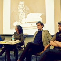 Discussion with panelists: Anita Norich, Julie Cooper, Andrzej Brylak, and Daniel Khan (Photo: Agnieszka Jeżyk)