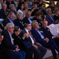 Guests at the Karski book launch. In the first row: film director Agnieszka Holland, Chief Rabbi of Poland, Michael Schudrich, Polish former President, Aleksander Kwaśniewski, and Mayor Aleksander Ferens (Photo: Danuta Matloch)