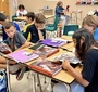 Students at Charles S. Rushe Middle School in Land O’ Lakes, FL, reading the Karski graphic novel  (Photo: Courtesy of Tina Fields)
