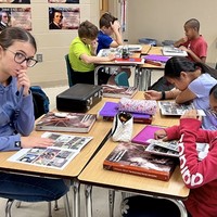 Students at Charles S. Rushe Middle School in Land O’ Lakes, FL, reading the Karski graphic novel  (Photo: Courtesy of Tina Fields)