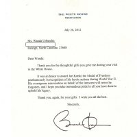 Thank You Received from President Obama