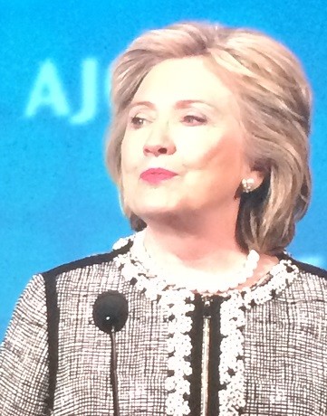Former Secretary of State Hillary Clinton addresses the AJC Global Forum (photo: Wanda Urbanska)