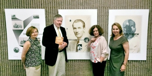 “The World Knew: Jan Karski’s Mission for Humanity” exhibition at Central Connecticut State University. From the left: Ewa Wolynska, Librarian, Prof. M. B. Biskupski, Consul Ewa Junczyk-Ziomecka and Renata Vickrey, Archivist. (Photo by Ewa Mielicka)