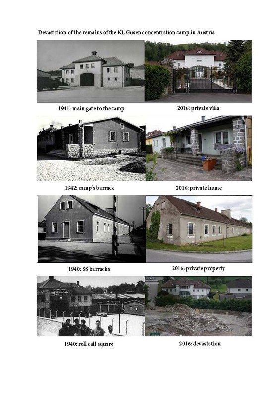 Now-and-then images of the site of the former KL Gusen concentration camp (Photo: www.polishhistory.pl)