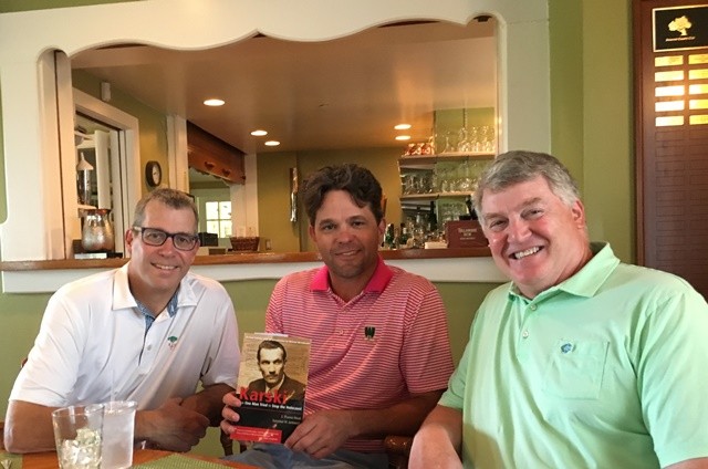 Participants of the book club meeting devoted to Jan Karski: Pete Jackson, Dan Grimsrud, and the host, Andrew LeFevour (Photo: Courtesy of Andrew LeFevour)