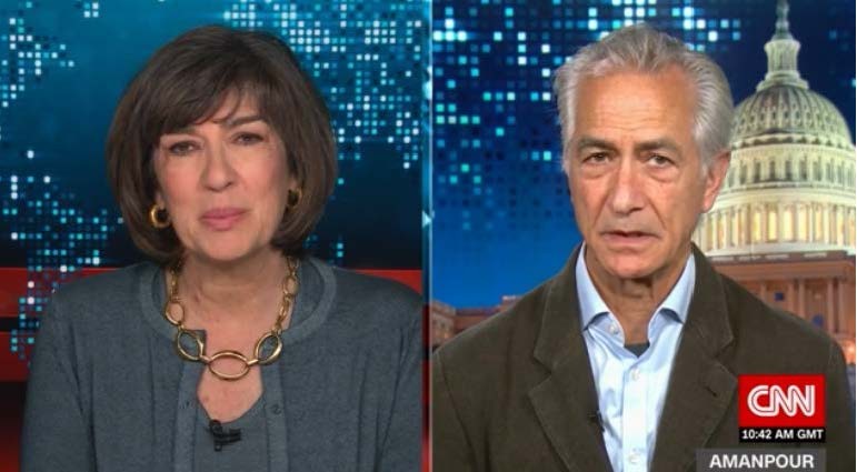 Christiane Amanpour interviewing David Strathairn (photo: CNN)