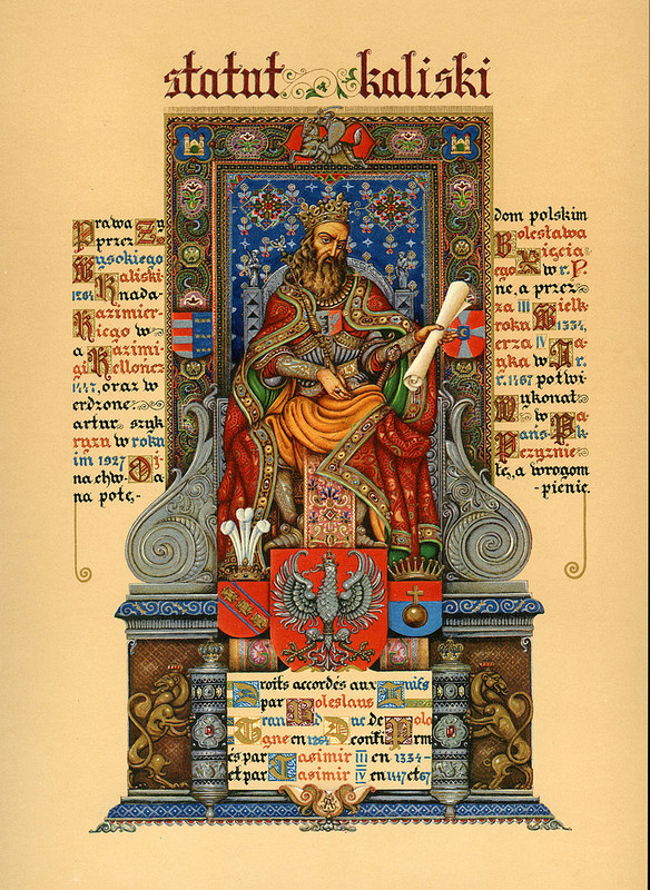 Frontispiece of the Statue of Kalisz created by a Polish-Jewish artist Arthur Szyk in the 1920s